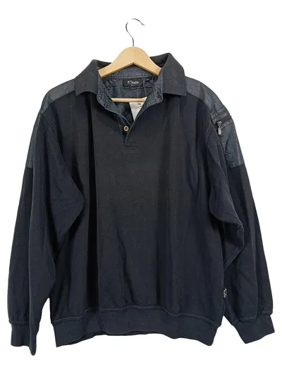 Hajo Herren Pullover Gr. 38/XXS Schwarz Casual Rippstrick Langarm