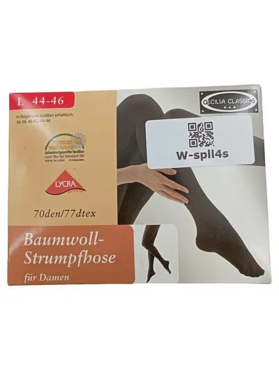 CECILIA CLASSICS Damen Baumwoll-Strumpfhose Gr. 44/L Schwarz Basic