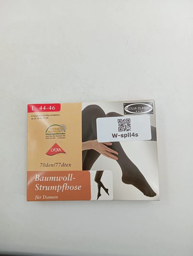 CECILIA CLASSICS Damen Baumwoll-Strumpfhose Gr. 44/L Schwarz Basic 2