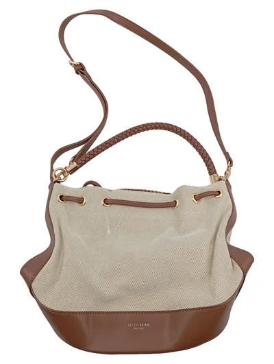 OTTO KERN Umhängetasche Beuteltasche Canvas Lederoptik Beige Damen Modern