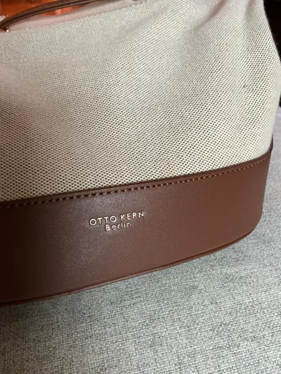 OTTO KERN Umhängetasche Beuteltasche Canvas Lederoptik Beige Damen Modern