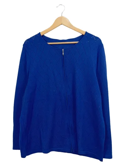 MONA Damen Strickjacke Reißverschluss Blau Gr. 48