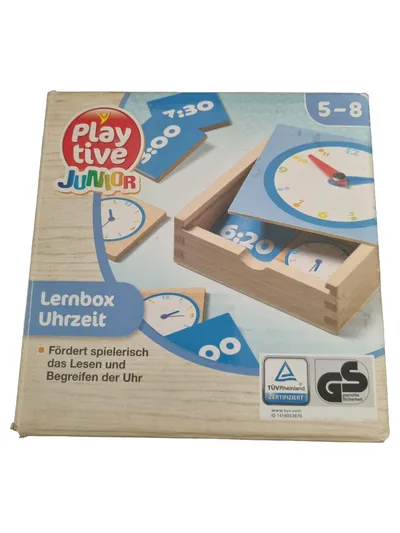 Playtive Junior Lernbox Uhrzeit Holz Lernspiel Kinder ab 6 Jahre