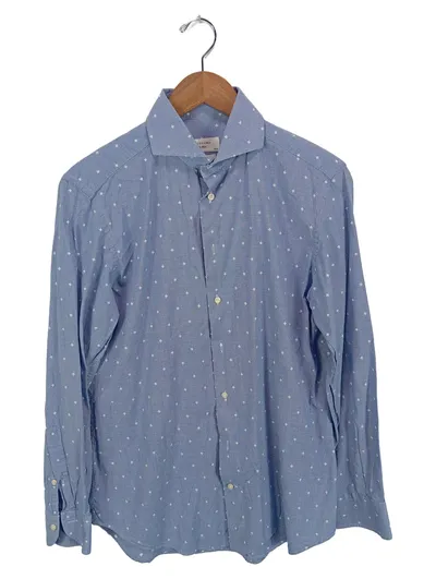 Profuomo Herren Business Hemd Langarm Blau Punkte Gr. 48/M