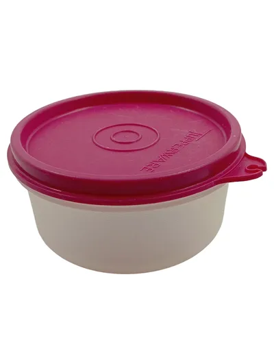 Tupperware Behälter mit Deckel 500ml rund pink weiß Frischhaltedose