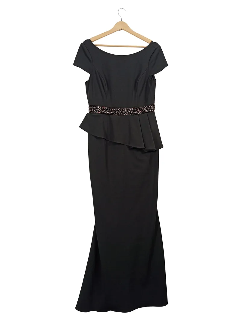 Adrianna Papell Abendkleid Damen Gr. 42/XL Schwarz Elegant Pailletten 1