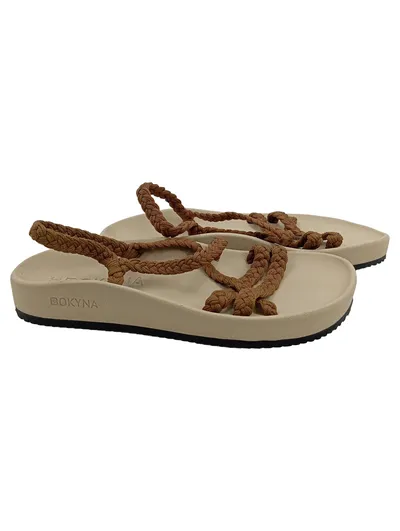BOKYNA Sandalen Damen geflochten Casual Beige Gr. 37 Sommerschuhe