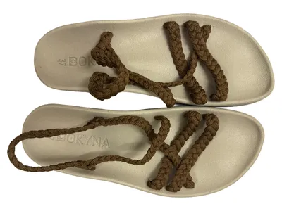 BOKYNA Sandalen Damen geflochten Casual Beige Gr. 37 Sommerschuhe