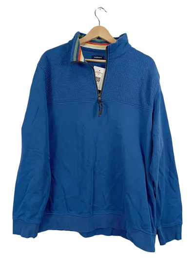 Walbusch Herren Pullover 1/4 Zip Sweatshirt Blau Gr. 56/3XL Baumwolle