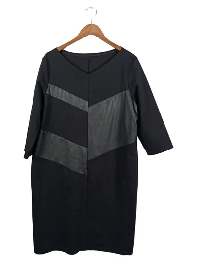 Klaus Modelle Damen Jeanskleid Gr. 48 Schwarz Modern Leder-Applikationen