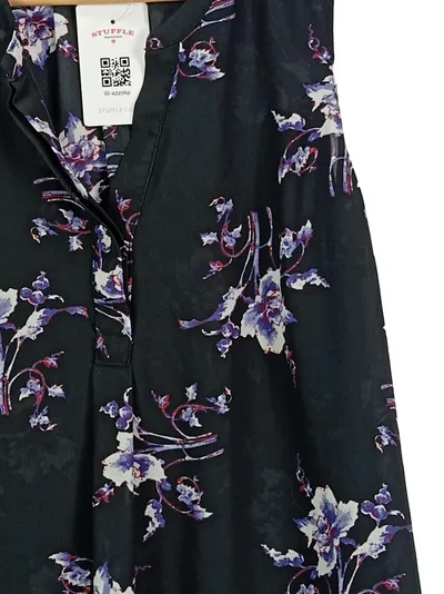 KATHERINE BARCLAY Damen Bluse Blumenmuster Ärmellos Schwarz Gr. 40;L