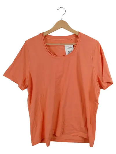 Gina Laura Basic T-Shirt Damen Gr. L/42 Orange Rundhals Baumwolle