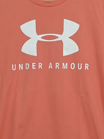 Under Armour Damen T-Shirt Rosa Sportlich Kurzarm Logo Gr. S