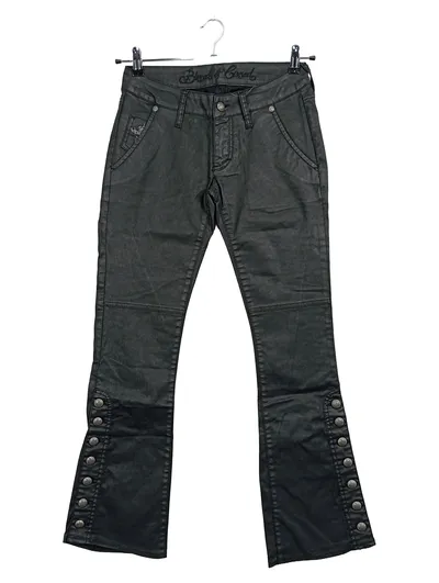 BLESSED & CURSED Damen Stoffhose Schwarz W26/34 Flare Bootcut Knöpfe