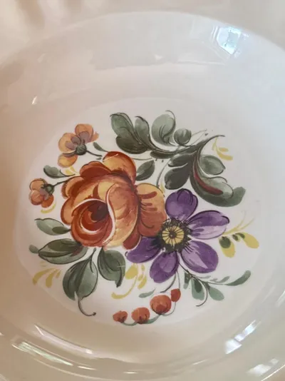 Pagnossin Vintage Dekoschale Blumenmuster Beige Keramik Ø 23cm H 6cm