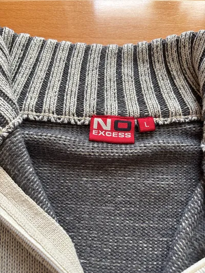 No Excess Herren Strickjacke Grau L Casual mit Reißverschluss