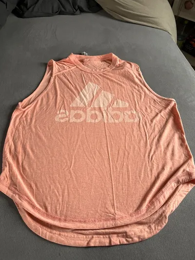 Adidas Damen Sport Tanktop Logo-Print Rosa Gr. XL Ärmellos