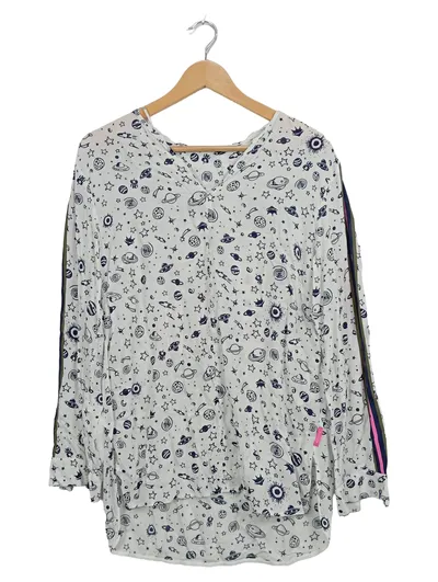MARC O'POLO DENIM Damen Langarmshirt Gr. 38 Weiß Weltraum-Print Casual