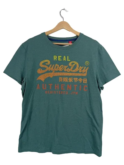 Superdry Herren T-Shirt Real Authentic Gr. XL Grün Logo-Print
