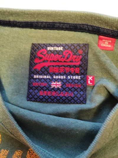 Superdry Herren T-Shirt Real Authentic Gr. XL Grün Logo-Print