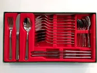BSF Besteckset 24-teilig Edelstahl 18/8 Besteck Set Koffer Silber 6