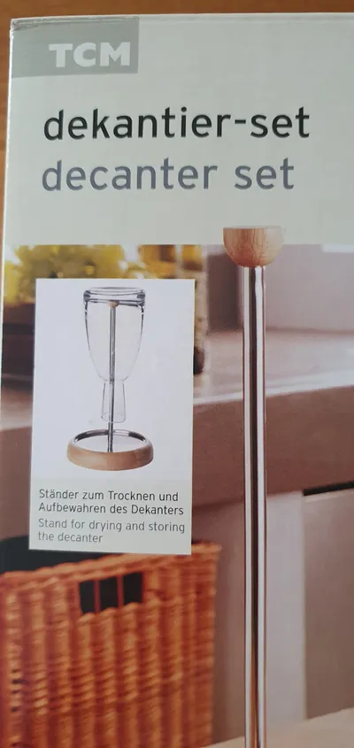 TCM Dekanter Karaffe Glas Holz Edelstahl Modern Transparent Wein Zubehör