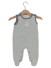 Feetje Baby Strampler Schlafanzug Gr. 56 Weiß Gestreift Eule 1
