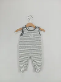 Feetje Baby Strampler Schlafanzug Gr. 56 Weiß Gestreift Eule 2