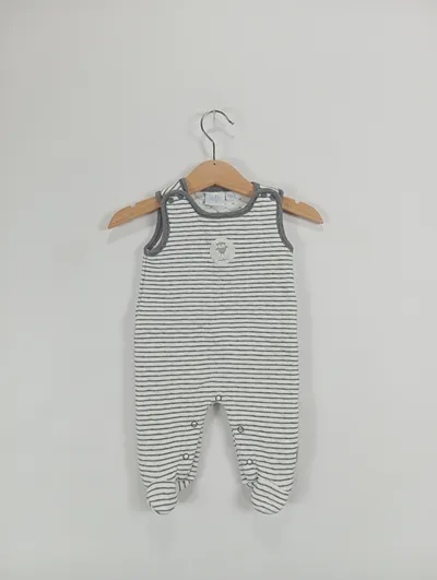 Feetje Baby Strampler Schlafanzug Gr. 56 Weiß Gestreift Eule