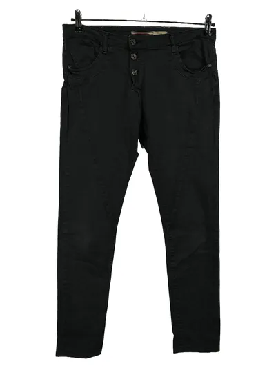 Please Damen Stoffhose Gr. 40 Schwarz Casual Baumwolle Elasthan