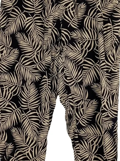 Hailys Damen Stoffhose S Palmenmuster Schwarz Beige Sommerhose Viskose