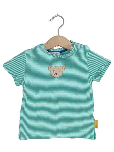 Steiff Baby T-Shirt Gr. 68 Türkis Gestreift Teddybär Applikation