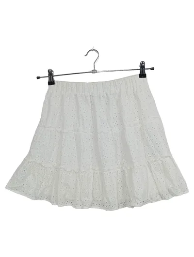 FB Sister Damen Minirock Weiß Gr. 36/S Baumwolle Lochmuster