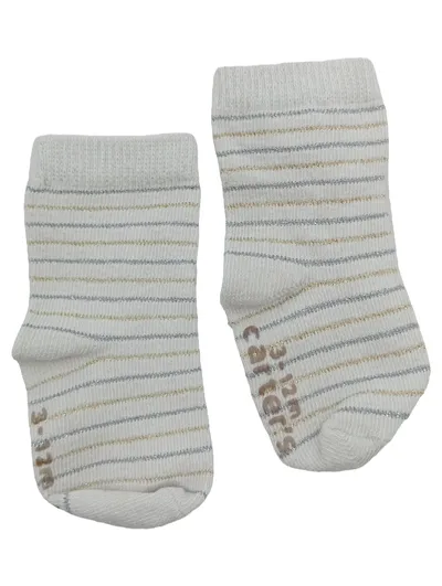 Carter's Baby Krabbelschuhe Socken Kinder Weiß Gestreift Gr. 18