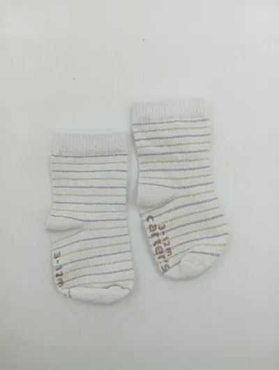 Carter's Baby Krabbelschuhe Socken Kinder Weiß Gestreift Gr. 18