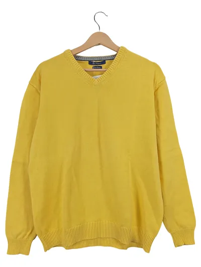 McNeal Herren Pullover V-Ausschnitt Strickpullover Gelb Gr. L Baumwolle