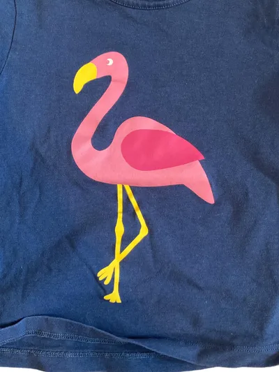tausendkind Kinder T-Shirt Tiermotiv Flamingo Applikationen Blau Gr. 92