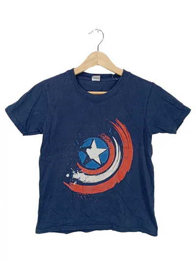 Gildan Kinder T-Shirt Captain America Schild Blau Gr. 140