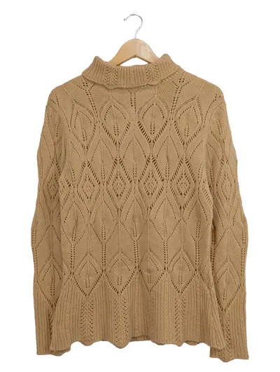Amy Vermont Damen Pullover Strickpullover Rollkragen Lochmuster Beige Gr. 40/42