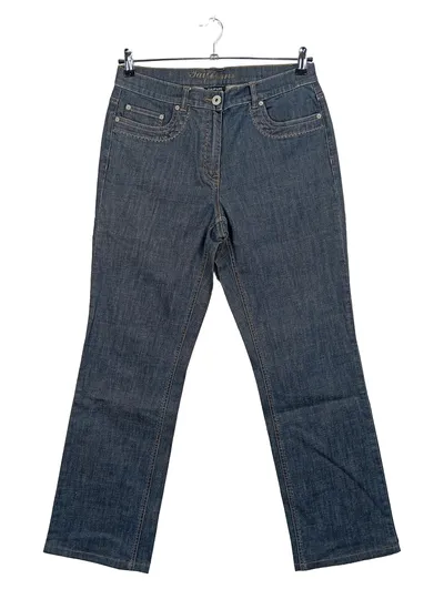 TAIFUN Damen Jeans Tapered Fit Blau Gr. 42 Baumwolle Stretch