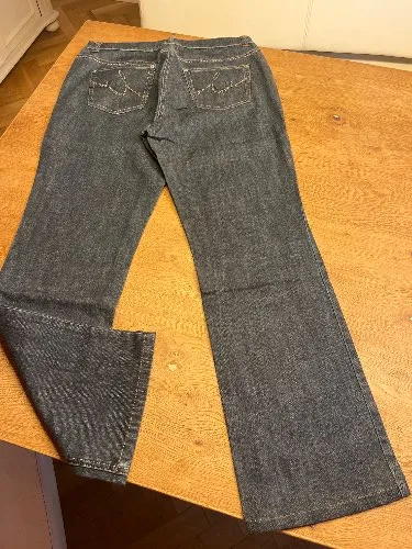 TAIFUN Damen Jeans Tapered Fit Blau Gr. 42 Baumwolle Stretch