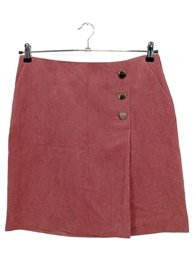 Damen Cordrock Rosa Wickelrock Minirock Gr. 36/S Knopfleiste