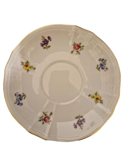 FÜRSTENBERG Platzteller Porzellan Klassisch Weiß Blumenmuster 30cm