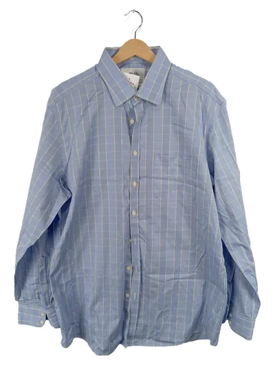 Charles Tyrwhitt Herren Business Hemd Gr. 17,5/36 XL Blau Kariert Baumwolle
