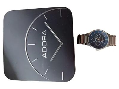 Adora Herren Armbanduhr Business Silber Metall Glas Logo Uni 17cm