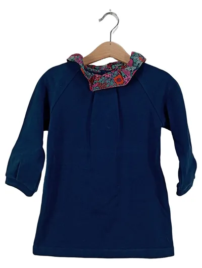 Jacadi Mädchen Freizeitkleid Kinder Gr. 96 Blau Feminin Baumwolle