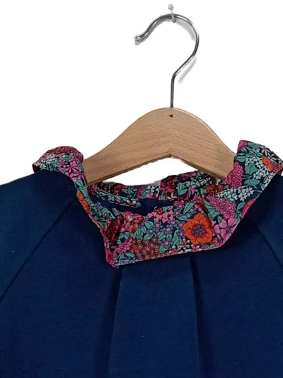 Jacadi Mädchen Freizeitkleid Kinder Gr. 96 Blau Feminin Baumwolle