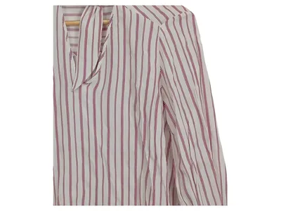 Massimo Dutti Damen Hemdbluse gestreift Gr. 40 L Business Viskose Weiß