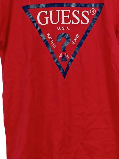 GUESS Kinder T-Shirt Rot Gr. 140 Logo-Print Kurzarm Baumwolle