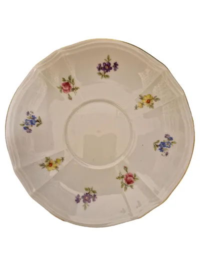 FÜRSTENBERG Kuchenteller Porzellan Weiß Blumenmuster Klassisch 19cm